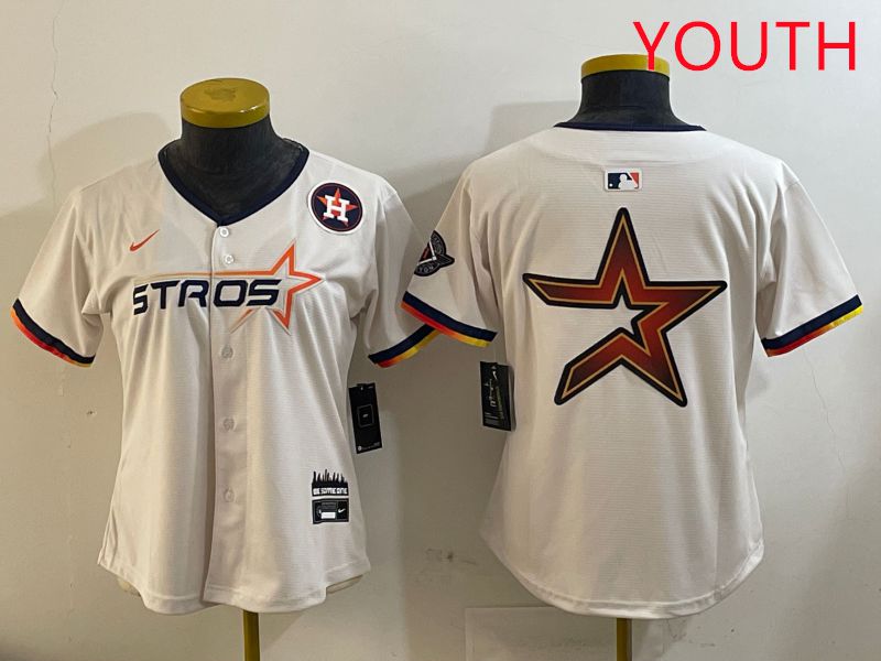 Youth Houston Astros Blank Cream Three generations Joint Name 2025 Nike MLB Jersey style 41013->youth mlb jersey->Youth Jersey